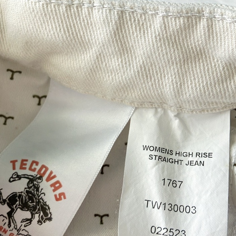 Like New Tecovas Cream Natural High Rise Straight Jeans, Size 30 - Picture 7 of 8